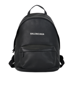 Small Logo Backpack, Leather, Black, MII, 1*